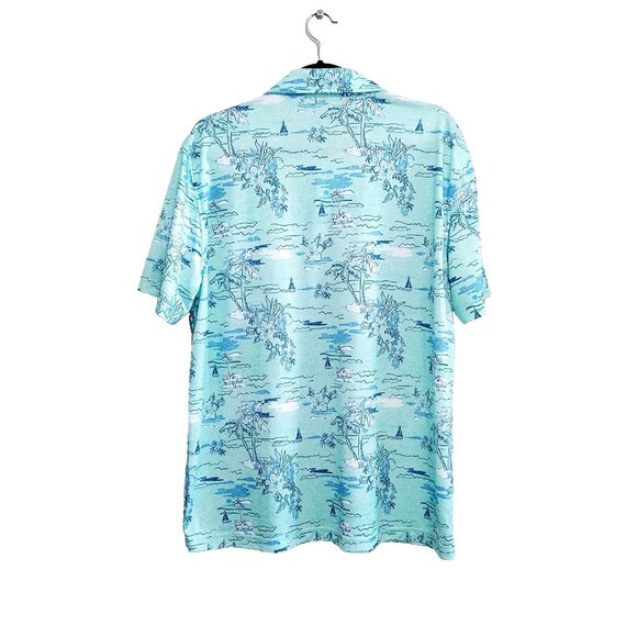 IZOD Saltwater Golf Polo Shirt Green Size Large Polyester All Over Print Shirt - Picture 4 of 4